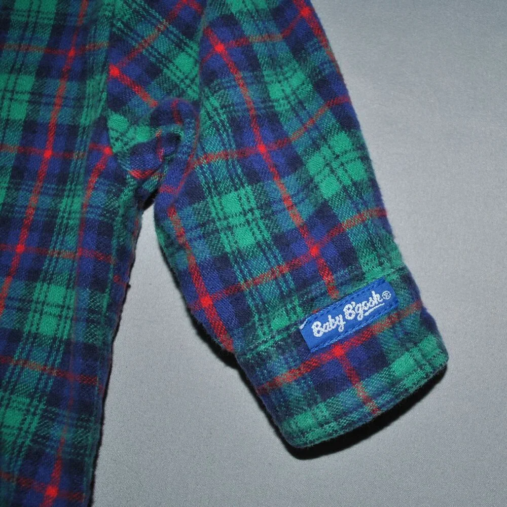 Vintage OshKosh B'gosh Plaid Flannel Button Down Shirt Size 12 Months